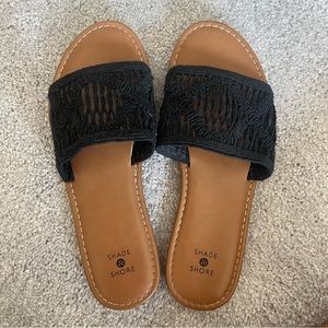 Black crochet sandals